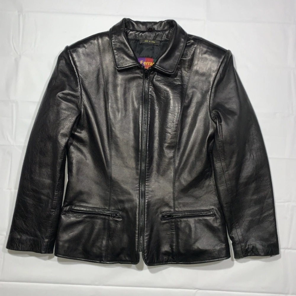 Ferrari Black Leather Jacket for Women
